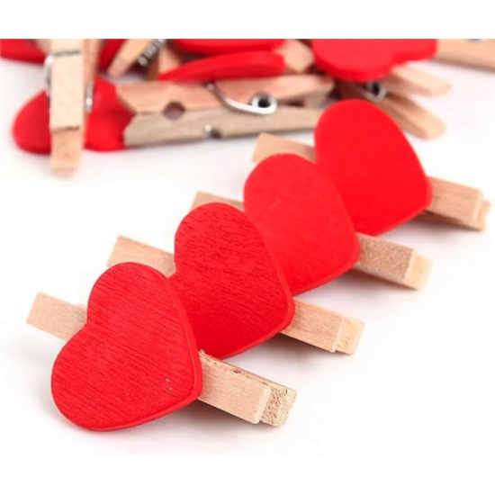 Heart Shaped Wooden Pegs of 10 3.5cm (Set of 10 - Pack of 10)