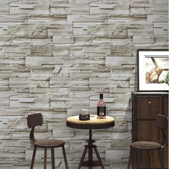 Yellow Brick Stone Patterned Self Adhesive 3d Wall Shelf Door Covering Paper 3 Meters 60 Cm